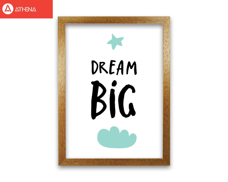 Dream big mint cloud modern fine art print, framed typography wall art