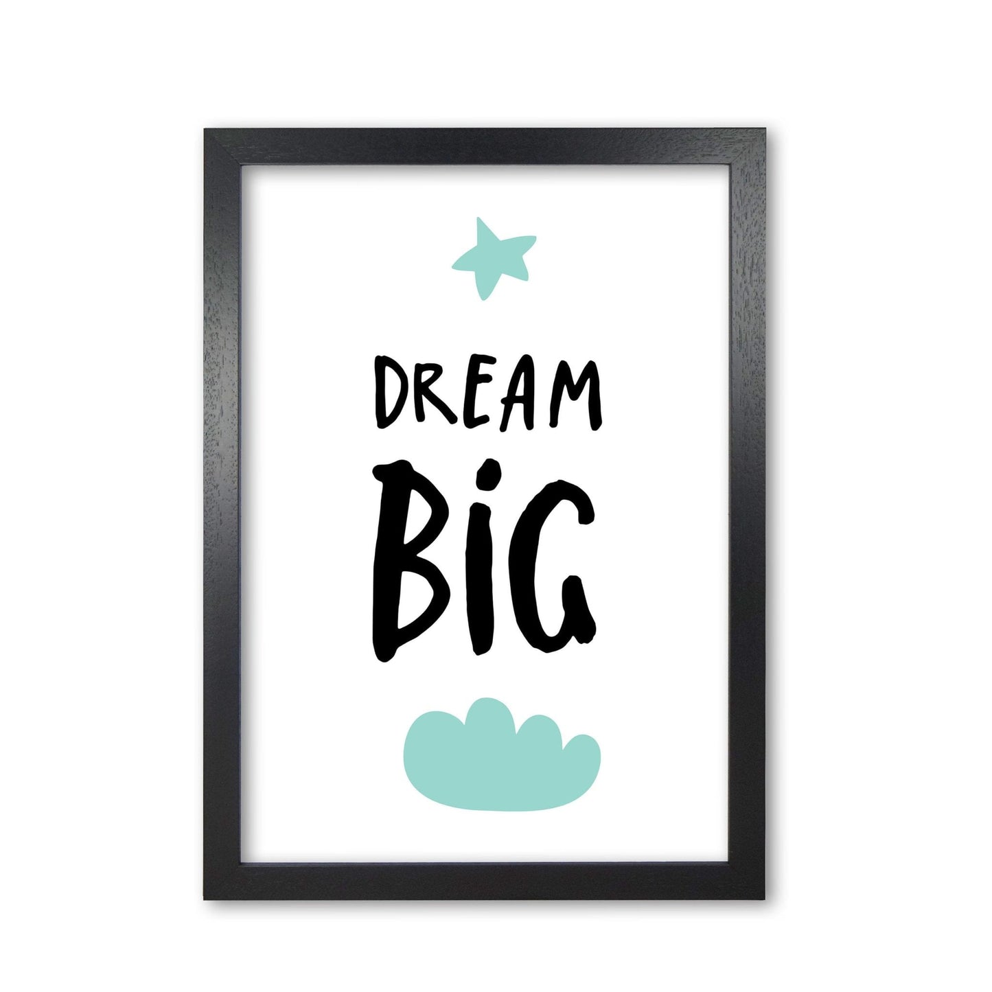Dream big mint cloud modern fine art print, framed typography wall art