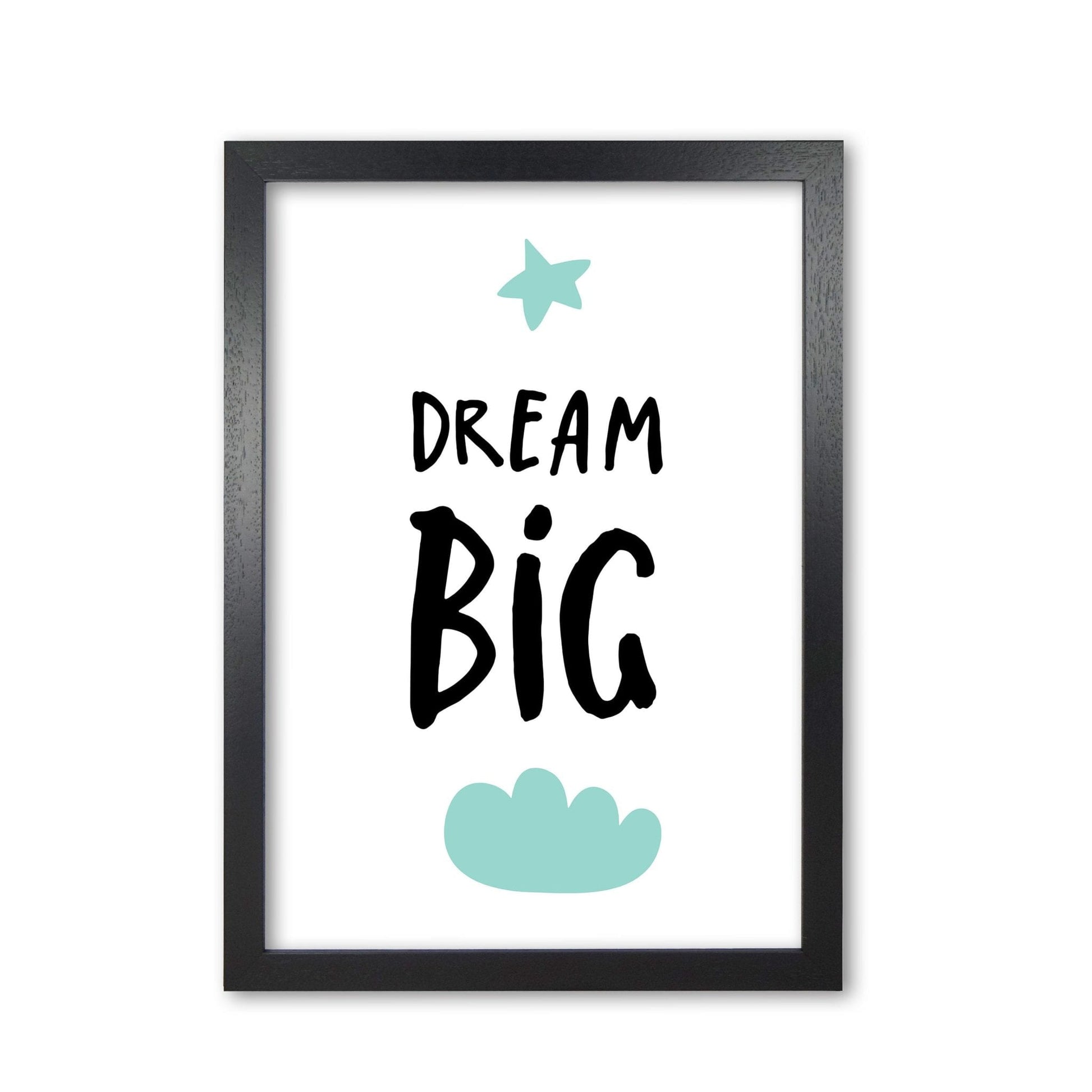 Dream big mint cloud modern fine art print, framed typography wall art