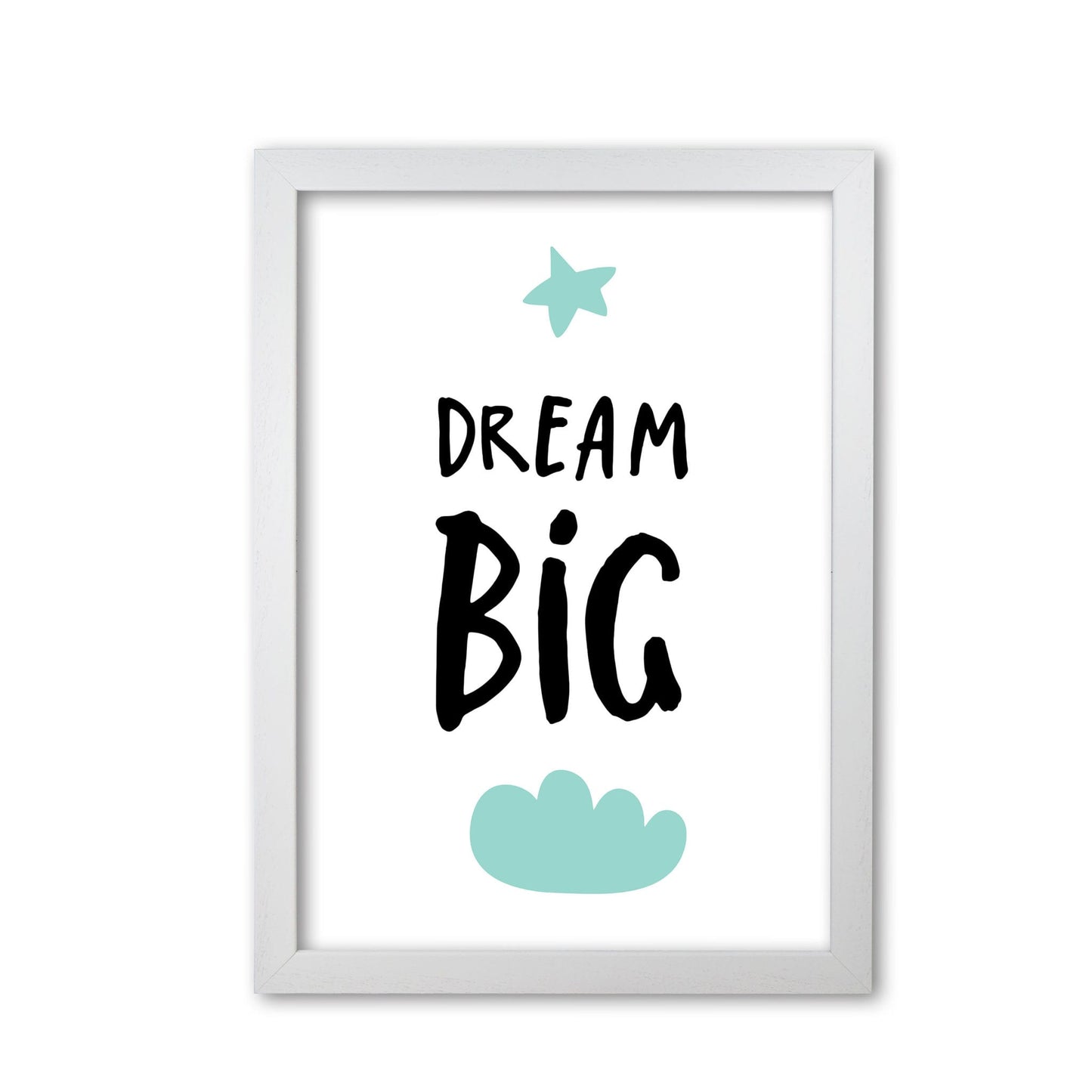 Dream big mint cloud modern fine art print, framed typography wall art