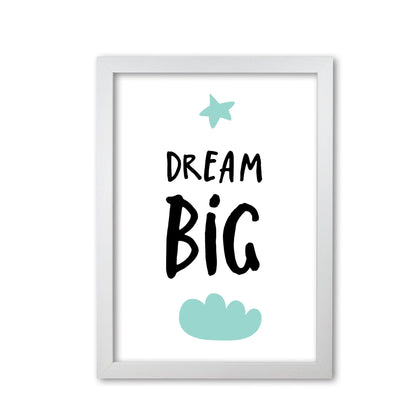 Dream big mint cloud modern fine art print, framed typography wall art