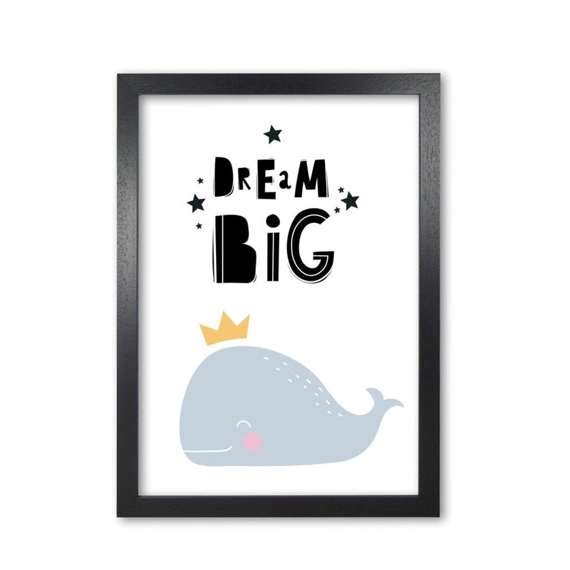 Dream big whale modern fine art print, framed childrens nursey wall art poster