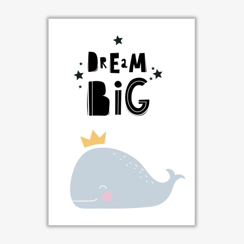 Dream big whale modern fine art print, framed childrens nursey wall art poster