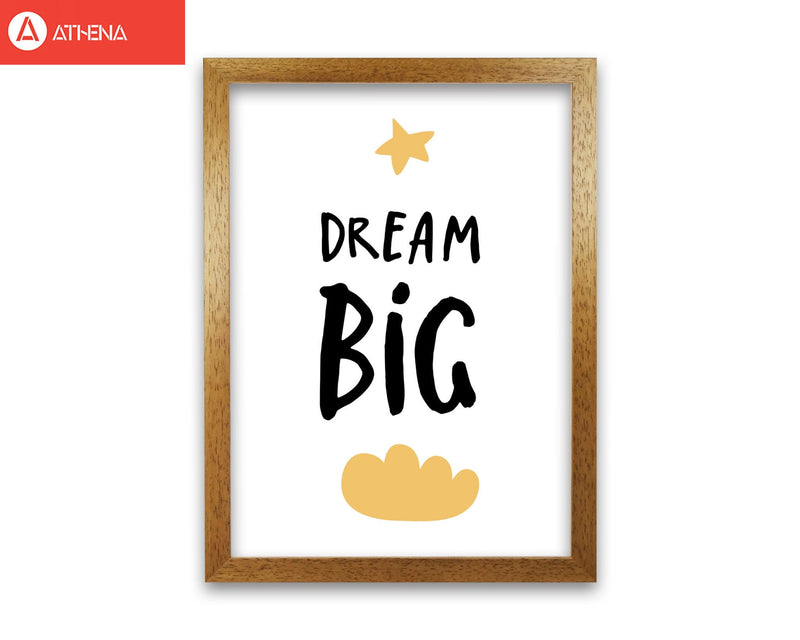 Dream big yellow cloud modern fine art print, framed typography wall art