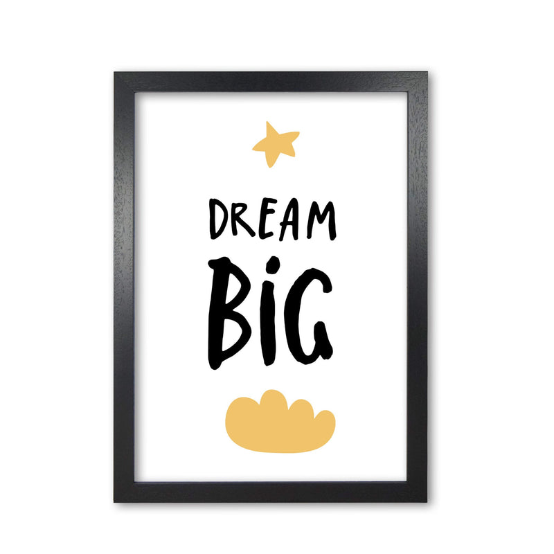 Dream big yellow cloud modern fine art print, framed typography wall art