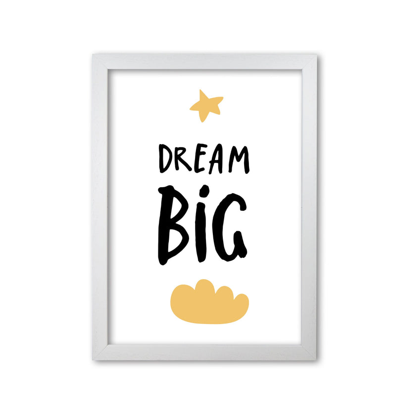Dream big yellow cloud modern fine art print, framed typography wall art