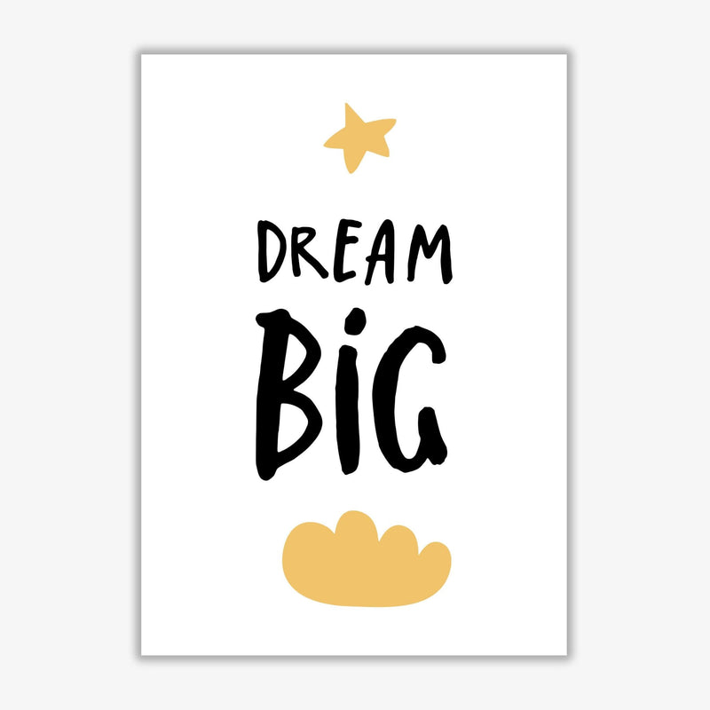 Dream big yellow cloud modern fine art print, framed typography wall art