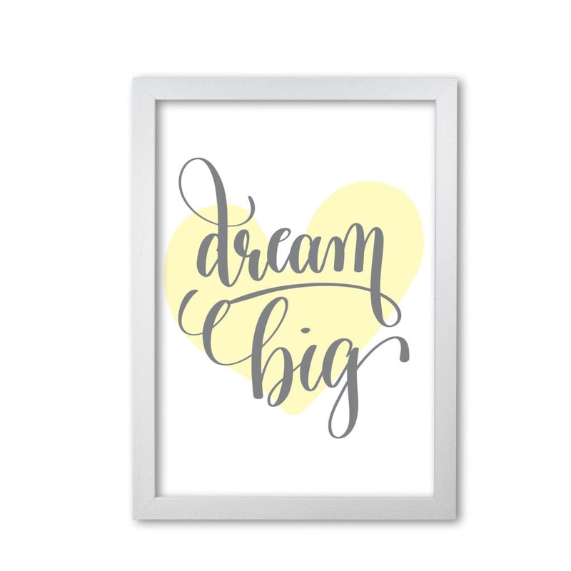 Dream big yellow heart modern fine art print, framed childrens nursey wall art poster