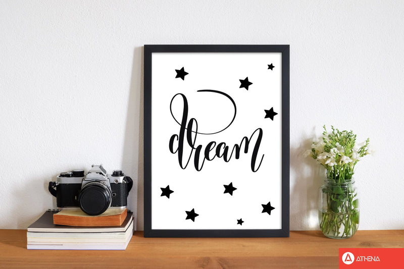 Dream black modern fine art print, framed typography wall art