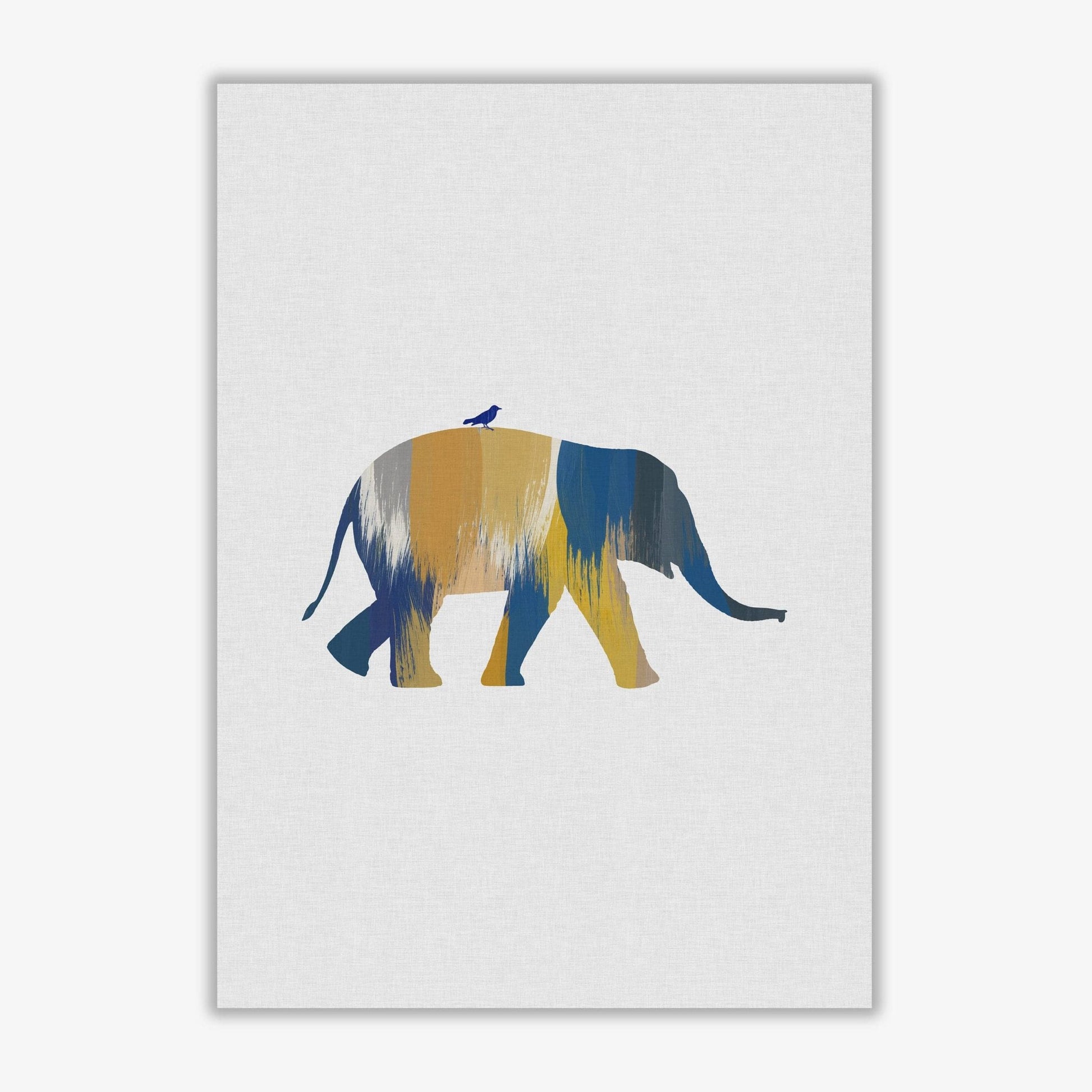 Elephant blue &#038; yellow fine art print by orara studio