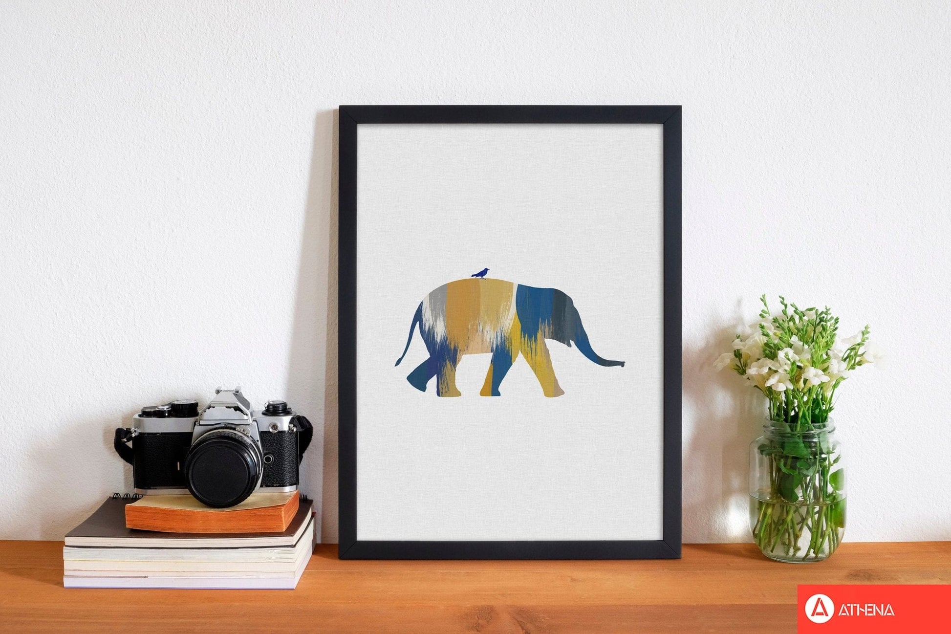 Elephant blue &#038; yellow fine art print by orara studio