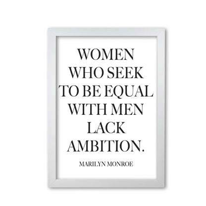Equality, marilyn monroe quote modern fine art print, framed typography wall art