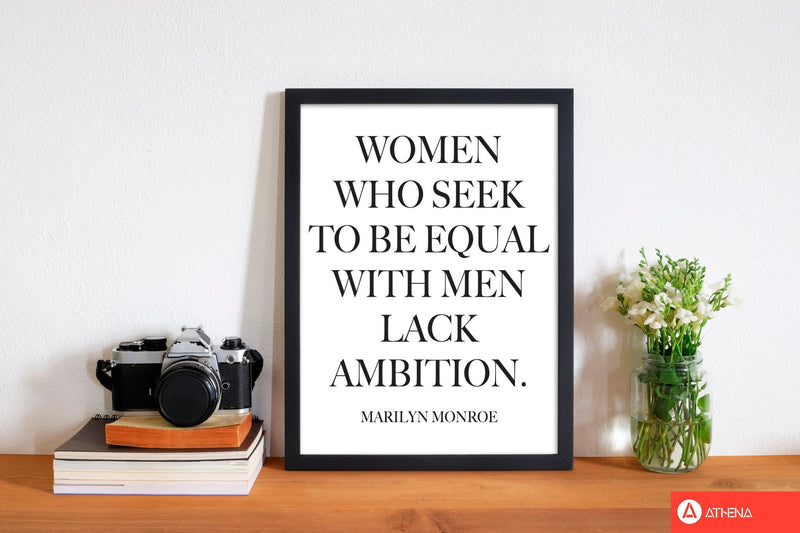 Equality, marilyn monroe quote modern fine art print, framed typography wall art