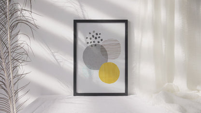 Abstract Mustard and Grey Art Print by Laura Irwin