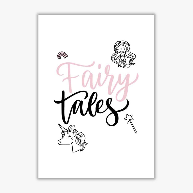 Fairy tales black and pink modern fine art print, framed childrens nursey wall art poster
