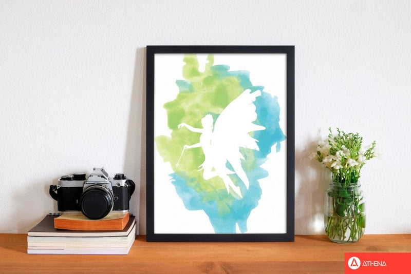 Fairy turquoise multi watercolour modern fine art print