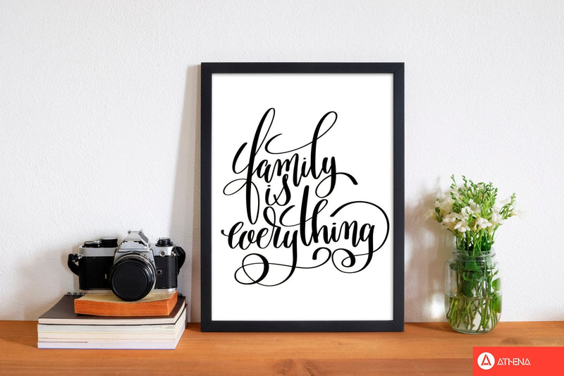 Family is everything modern fine art print, framed typography wall art