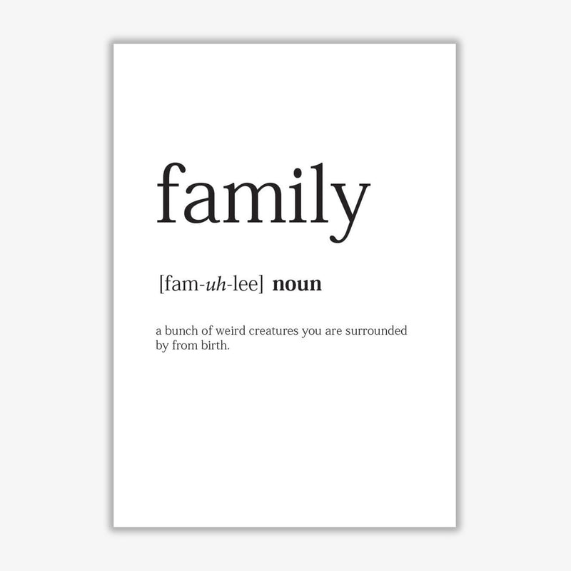 Family modern fine art print, framed typography wall art