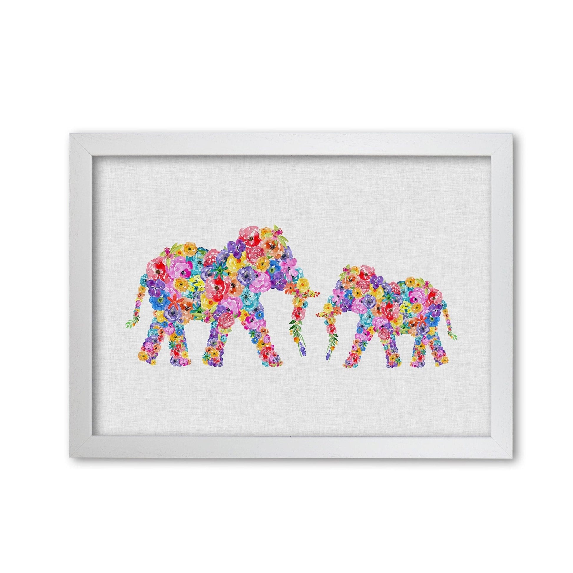 Floral elephants fine art print by orara studio