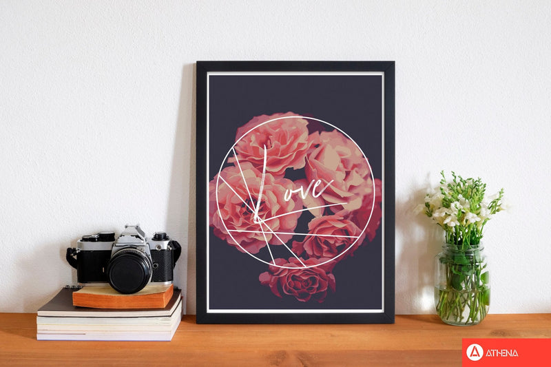 Floral love modern fine art print, framed botanical &