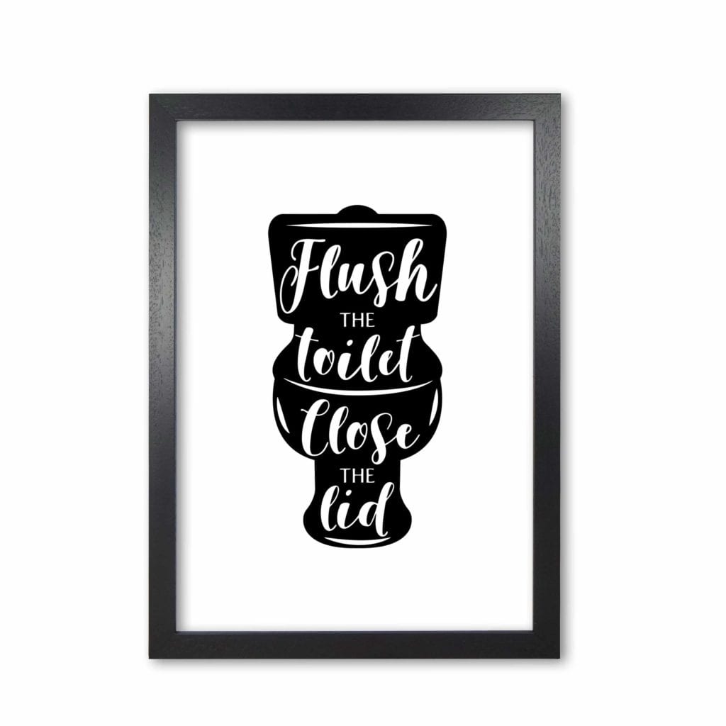 Flush the toilet, bathroom modern fine art print, framed bathroom wall art