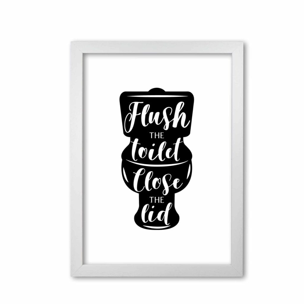 Flush the toilet, bathroom modern fine art print, framed bathroom wall art