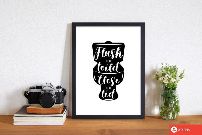 Flush the toilet, bathroom modern fine art print, framed bathroom wall art