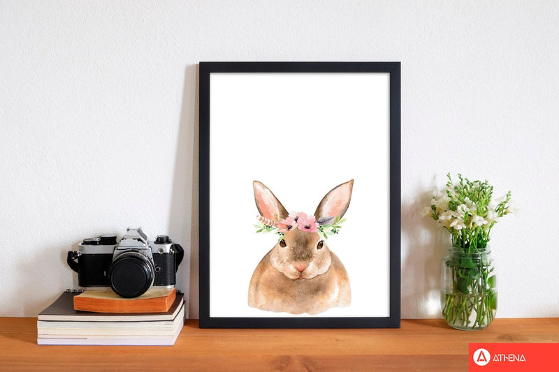 Forest friends, floral cute bunny modern fine art print