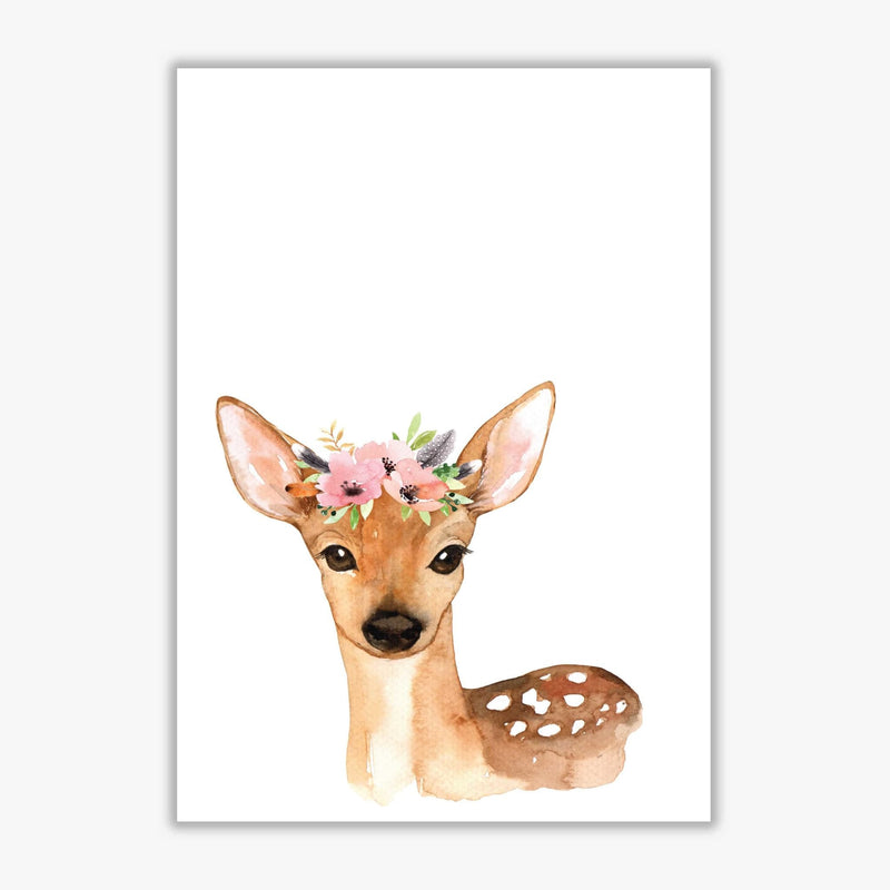 Forest friends, floral cute deer modern fine art print