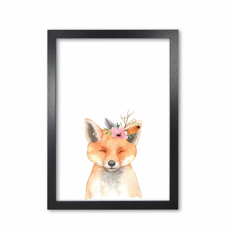 Forest friends, floral cute fox modern fine art print