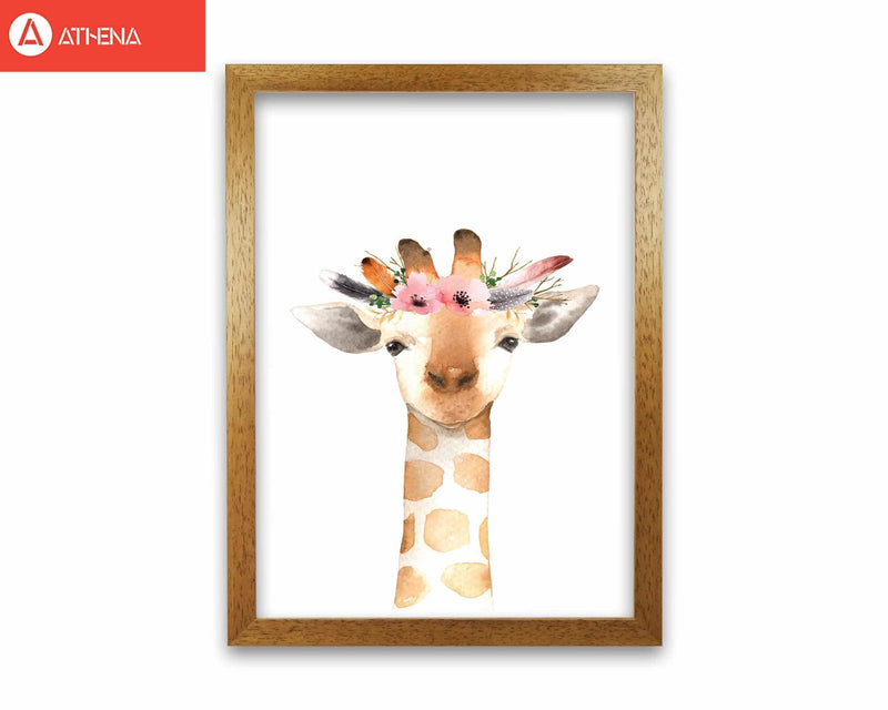 Forest friends, floral cute giraffe modern fine art print