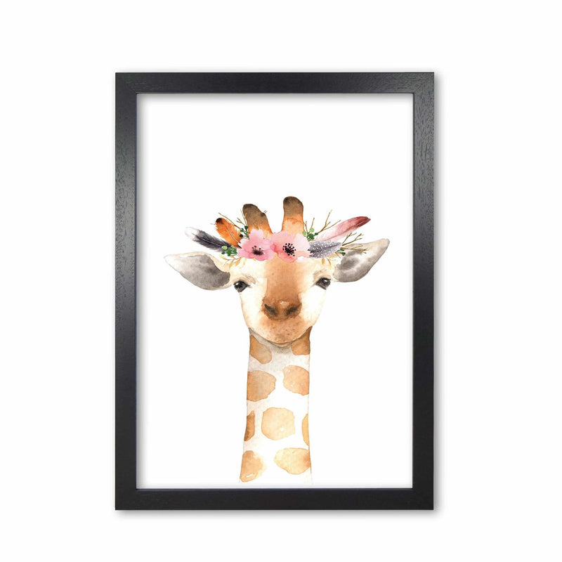 Forest friends, floral cute giraffe modern fine art print