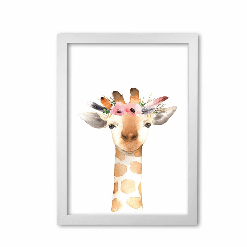 Forest friends, floral cute giraffe modern fine art print