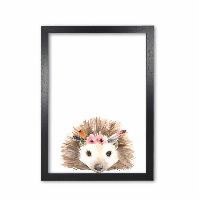 Forest friends, floral cute hedgehog modern fine art print