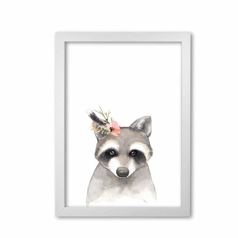 Forest friends, floral cute raccoon modern fine art print