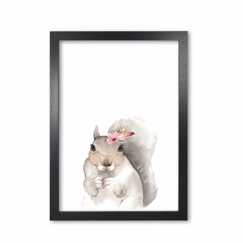Forest friends, floral cute squirrel modern fine art print
