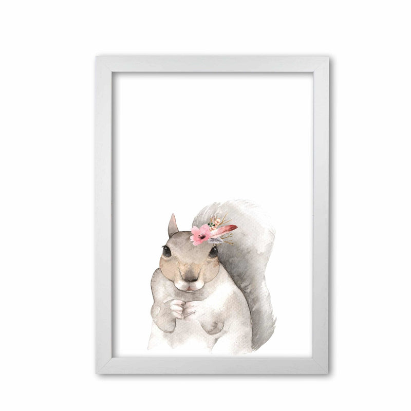 Forest friends, floral cute squirrel modern fine art print