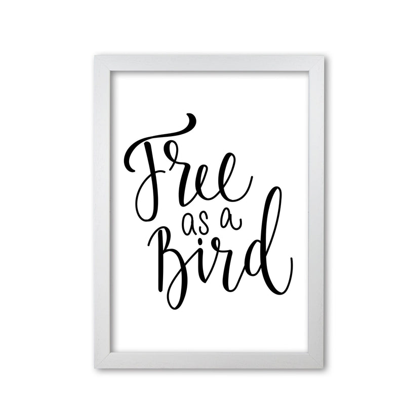 Free as a bird modern fine art print, framed typography wall art