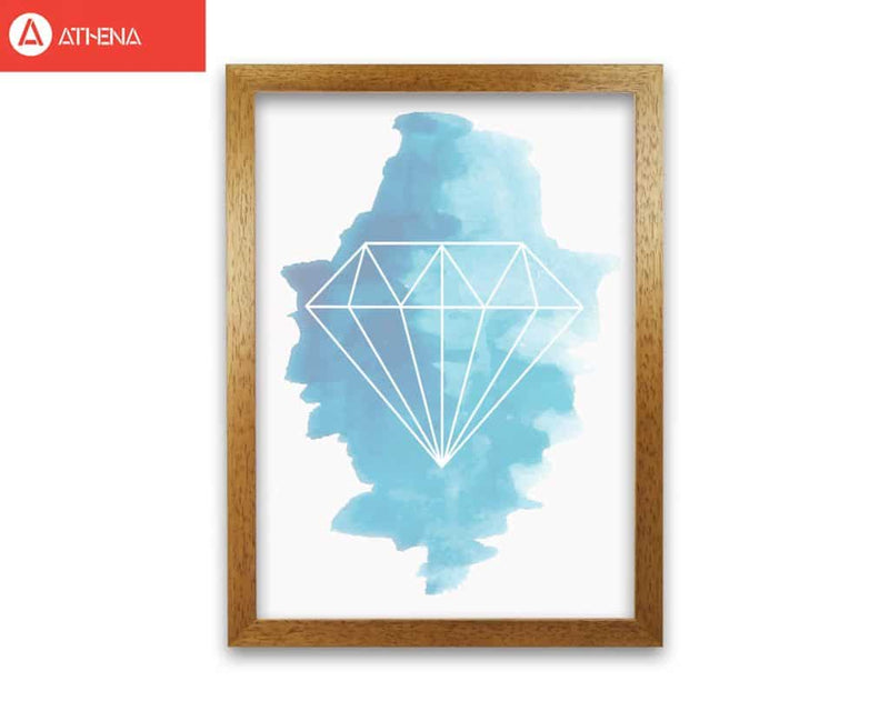 Geo diamond blue watercolour modern fine art print