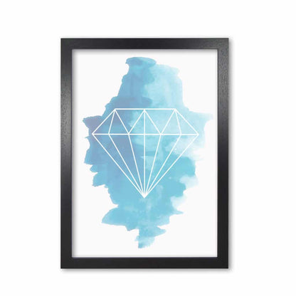 Geo diamond blue watercolour modern fine art print
