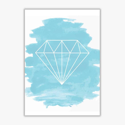 Geo diamond light blue watercolour modern fine art print