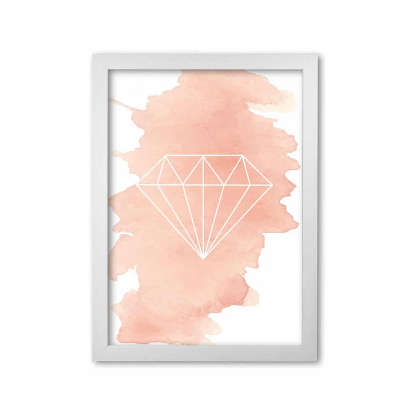 Geo diamond peach watercolour modern fine art print