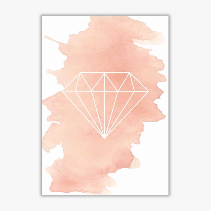 Geo diamond peach watercolour modern fine art print