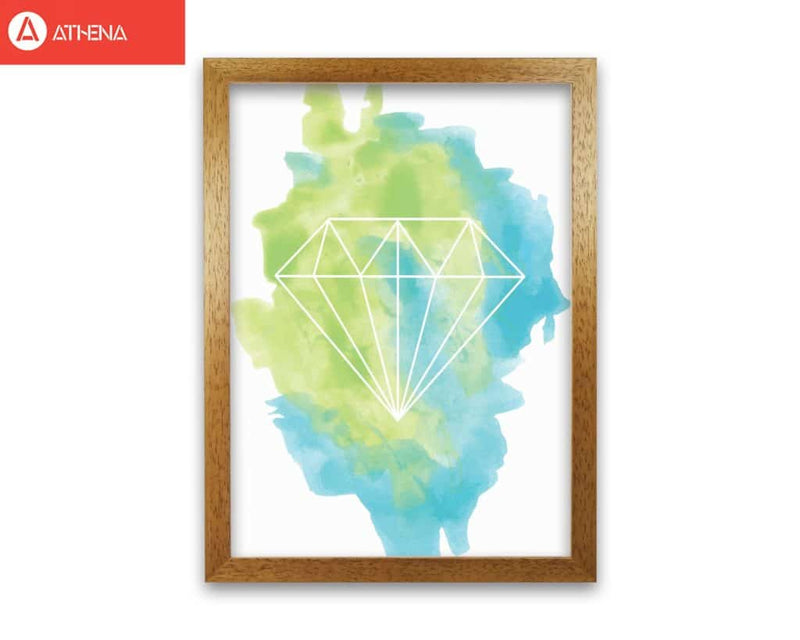 Geo diamond turquoise multi watercolour modern fine art print
