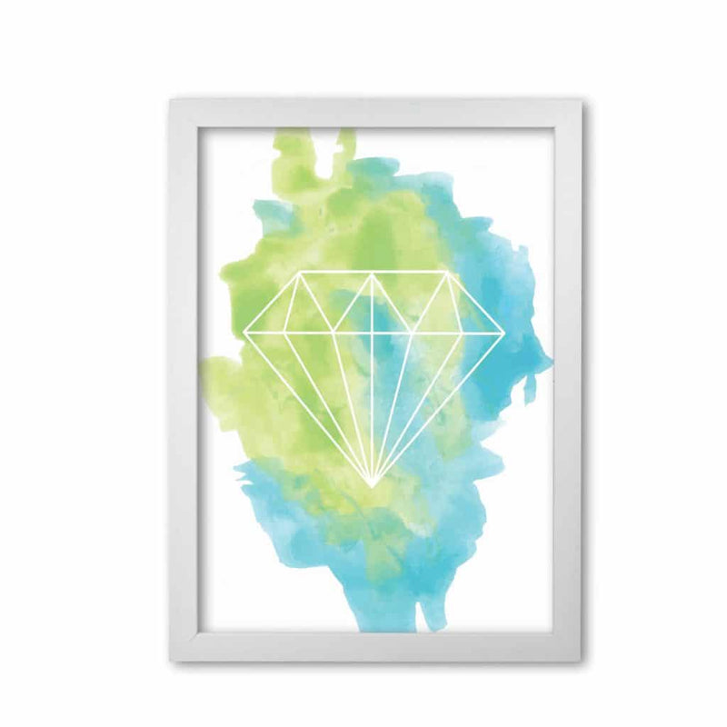 Geo diamond turquoise multi watercolour modern fine art print