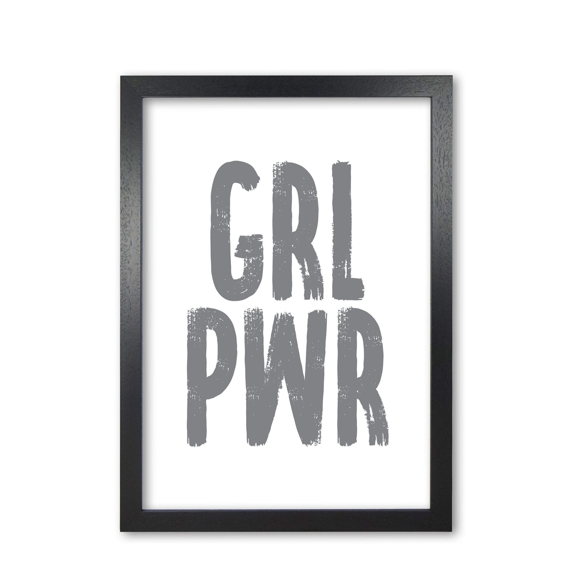 Girl power grey modern fine art print, framed typography wall art