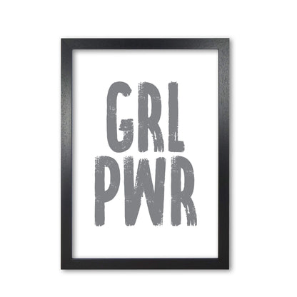 Girl power grey modern fine art print, framed typography wall art