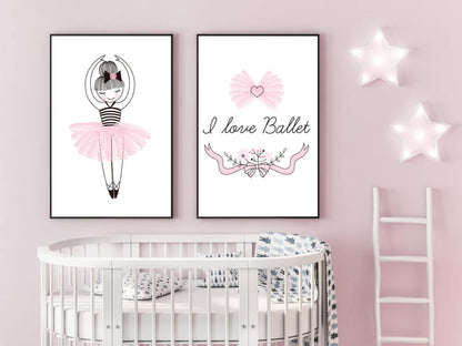 Girl&#39;s ballerina drawing multi set fine art illustration wall art poster print | framed or print only | free shipping