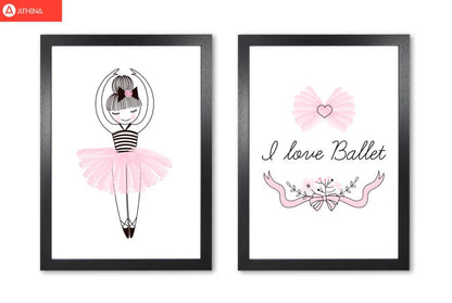 Girl&#39;s ballerina drawing multi set fine art illustration wall art poster print | framed or print only | free shipping