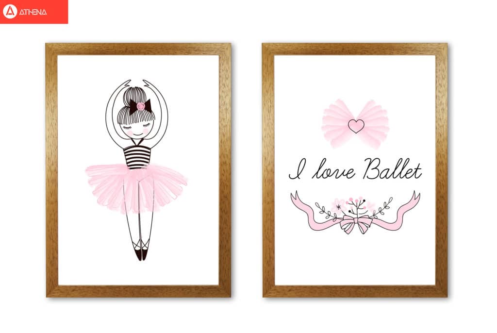Girl&#39;s ballerina drawing multi set fine art illustration wall art poster print | framed or print only | free shipping
